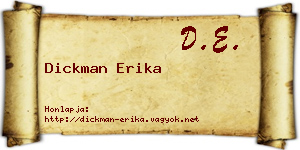 Dickman Erika névjegykártya